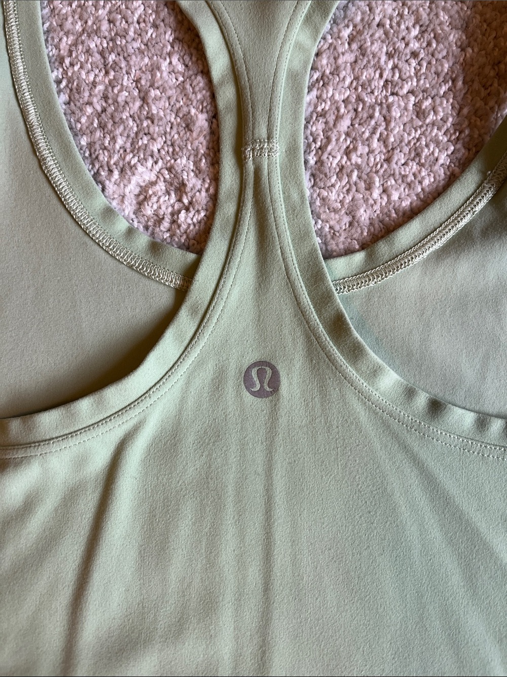 lululemon athletica pale green cool racerback cropped tank *nulu - Picture 3 of 4